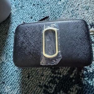 Black Wallet crossbody with Gold and red Accent